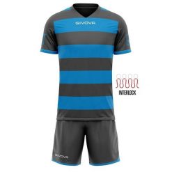 Givova Rugby zestaw t-shirt i spodenki, 100% poliester, niebieski. Niebieskie szorty sportowe Givova, bez wzorów, z dzianiny, na fitness i siłownię. Za 107.91 zł.