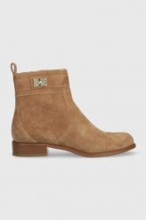 MICHAEL Michael Kors botki zamszowe Padma damskie kolor brązowy na płaskim obcasie. Brązowe botki MICHAEL Michael Kors, bez wzorów, z gumy, bez obcasa, na płaskiej podeszwie, bez zapięcia. W wyprzedaży za 629.99 zł.