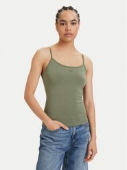 Tommy Jeans Top Essential DW0DW20675 Zielony Slim Fit. Zielone topy Tommy Jeans, s, bez wzorów, z bawełny, bez kołnierzyka, bez ramiączek. Za 109.99 zł.