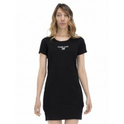 Damski T-shirt maxi w odcieniach ziemi. Czarne t-shirty LEONE 1947 APPAREL, l, bez wzorów, z tkaniny, sportowe, bez kołnierzyka, bez ramiączek. W wyprzedaży za 111.80 zł.