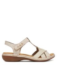 Rieker Sandały 65919-60 Beżowy. Brązowe sandały Rieker, bez wzorów, ze skóry, bez obcasa, na płaskiej podeszwie, bez zapięcia. Za 319.99 zł.