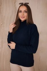 Sweter z półgolfem granatowy. Niebieskie swetry KESI, l, bez wzorów, z wełny, plus size, bez ramiączek. Za 139.05 zł.