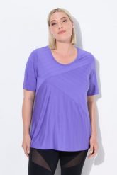 Damskie Bluzka funkcyjna szybkoschnąca okrągły dekolt długi rękaw. Fioletowe t-shirty sportowe Ulla Popken, plus size, bez wzorów, z elastanu, bez ramiączek. Za 159.99 zł.