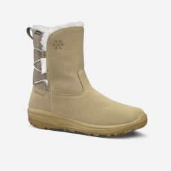 Buty turystyczne damskie Quechua NH500 Mid skóra. Brązowe buty trekkingowe QUECHUA, na zimę, z futra, bez zapięcia. W wyprzedaży za 249.99 zł.