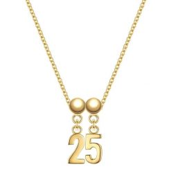 Glanzstücke München Komplet (łańcuszek + charm) Cyfra 25 Srebro wysokiej próby Żółte złoto Naszyjniki 1 ct Damski. Żółte naszyjniki Glanzstücke München, z materiału, pozłacane. Za 169.99 zł.