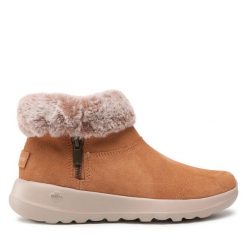 Botki Skechers. Brązowe botki Skechers, bez wzorów, bez obcasa, na płaskiej podeszwie, bez zapięcia. Za 219.99 zł.