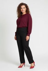 Eleganckie czarne spodnie Jeangaliny11 o kroju wide leg PLUS SIZE XXL OVERSIZE JESIEŃ. Czarne spodnie materiałowe Moda Size Plus Iwanek, bez wzorów, z bawełny, biznesowe, z podwyższonym stanem. Za 199.90 zł.