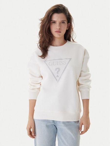 Guess Bluza W6RQ16 KB681 Écru Regular Fit. Białe bluzy Guess, xs, z aplikacjami, z bawełny, bez kaptura. Za 214.99 zł.