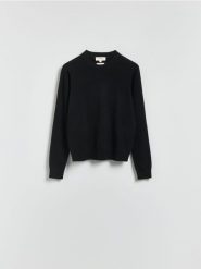 Sweter z kaszmiru - czarny. Czarne swetry Reserved, l, bez wzorów, z kaszmiru, bez ramiączek. Za 499.99 zł.