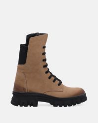 BRĄZOWE BOTKI Z ELASTYCZNĄ WSTAWKĄ ALT21015 VIZON N. Brązowe botki Venezia, bez wzorów, z nubiku, bez obcasa, bez zapięcia. Za 369.00 zł.