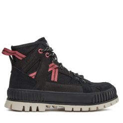 Trapery Palladium. Czarne traperki Palladium, bez wzorów, bez obcasa, bez zapięcia. Za 549.99 zł.