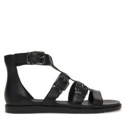 Sandały Tamaris. Czarne sandały Tamaris, bez wzorów, bez obcasa, na płaskiej podeszwie, bez zapięcia. Za 369.99 zł.