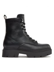 Guess Trapery Ramsay FL8RMY ELE10 Czarny. Czarne botki Guess, z aplikacjami, ze skóry, bez obcasa, bez zapięcia. Za 819.99 zł.