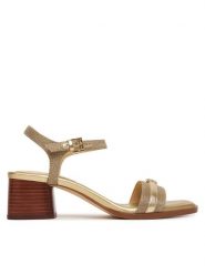 MICHAEL Michael Kors Sandały Mandy 40S6MAMS1D Złoty. Żółte sandały MICHAEL Michael Kors, bez wzorów, ze skóry, bez obcasa, na słupku, bez zapięcia. Za 629.99 zł.