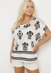 Czarno-Biała Bluzka z Wiskozy we Wzór w Stylu Boho Lunaseia. Czarne bluzki Born2be, s, bez wzorów, z jeansu, boho, bez kołnierzyka, bez ramiączek. W wyprzedaży za 38.24 zł.