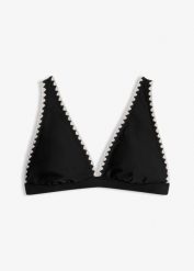 Biustonosz bikini z haftem. Białe bikini bonprix, bez wzorów. Za 79.99 zł.
