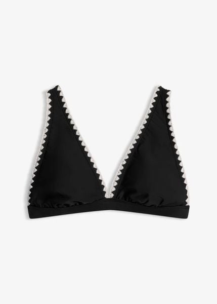 Biustonosz bikini z haftem. Białe bikini bonprix, bez wzorów. Za 79.99 zł.