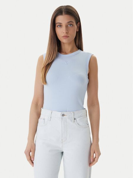 Calvin Klein Jeans Top LV047B265G Niebieski Slim Fit. Niebieskie topy Calvin Klein Jeans, xl, bez wzorów, z bawełny, bez kołnierzyka, bez ramiączek. Za 113.99 zł.