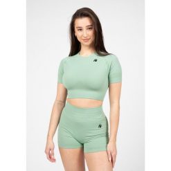 Whitney Bezszwowe Crop Top - Zielony. Zielone topy GORILLA WEAR, bez wzorów, bez kołnierzyka, bez ramiączek. Za 193.00 zł.