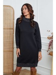 So Cachemire Sukienka dzianinowa "Linoa" w kolorze czarnym rozmiar: M. Czarne sukienki So Cachemire, na co dzień, m, bez wzorów, z dzianiny, bez kołnierzyka, bez ramiączek, midi, proste. Za 187.52 zł.