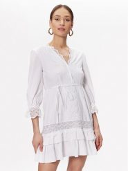 TWINSET Sukienka letnia 231TT2151 Biały Regular Fit. Białe sukienki Twinset, bez wzorów, z bawełny, bez kołnierzyka, bez ramiączek. Za 519.99 zł.
