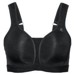 Biustonosz damski ODLO Padded High Sport Bra. Czarne biustonosze sportowe ODLO, bez wzorów, na jogę i pilates. Za 349.98 zł.