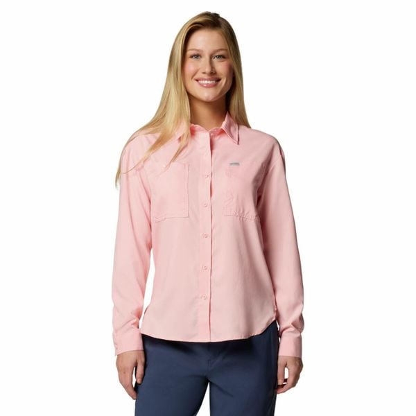 Koszula z długim rękawem damska Columbia Silver Ridge Utility Long Sleeve. Czerwone koszule Columbia, bez wzorów, sportowe, bez kołnierzyka, bez ramiączek. Za 239.99 zł.