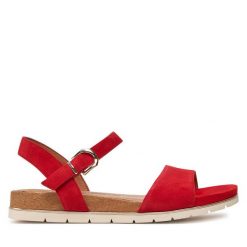 Sandały Tamaris. Czarne sandały Tamaris, bez wzorów, bez obcasa, na płaskiej podeszwie, bez zapięcia. Za 369.99 zł.