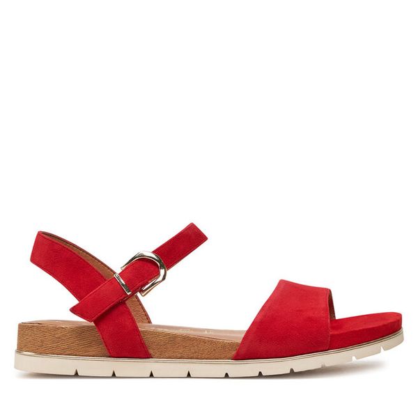 Sandały Tamaris. Czarne sandały Tamaris, bez wzorów, bez obcasa, na płaskiej podeszwie, bez zapięcia. Za 369.99 zł.