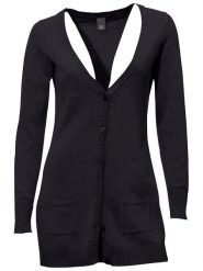 Heine Kardigan w kolorze czarnym rozmiar: 46. Czarne swetry Heine, bez wzorów, z bawełny, bez ramiączek. Za 56.99 zł.