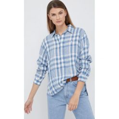 Polo Ralph Lauren koszula lniana damska relaxed z kołnierzykiem klasycznym. Niebieskie koszule Polo Ralph Lauren, l, z aplikacjami, klasyczne, bez kołnierzyka, bez ramiączek. W wyprzedaży za 519.99 zł.