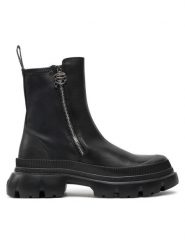 KARL LAGERFELD Botki KL43554 Czarny. Czarne botki KARL LAGERFELD, bez wzorów, ze skóry, bez obcasa, na płaskiej podeszwie, bez zapięcia. Za 499.99 zł.