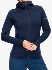 Bluza z kapturem damska Montane Fury Hoodie. Niebieskie bluzy Montane, l, bez wzorów, z materiału, z kapturem, narciarskie. Za 413.59 zł.