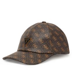 Czapka z daszkiem Guess. Brązowe czapki z daszkiem Guess, z aplikacjami. Za 199.99 zł.