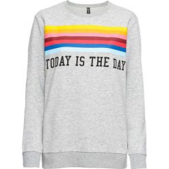 Bluza dresowa bonprix szary melanż z nadrukiem. Bluzy marki INOVIK. Za 74.99 zł.
