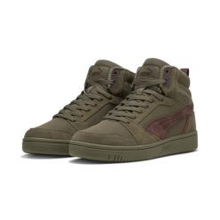 Sneakersy unisex Rebound V6 WTR PUMA Loden Green Chestnut Brown. Brązowe buty sportowe lifestyle Puma, bez wzorów, sportowe, bez zapięcia. Za 349.00 zł.