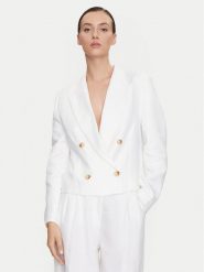 ViCOLO Marynarka TB0790 Biały Regular Fit. Białe marynarki i żakiety ViCOLO, m, bez wzorów, ze lnu, bez ramiączek. Za 349.99 zł.