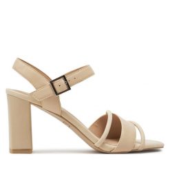Sandały Caprice. Brązowe sandały Caprice, bez wzorów, bez obcasa, na słupku, bez zapięcia. Za 339.99 zł.