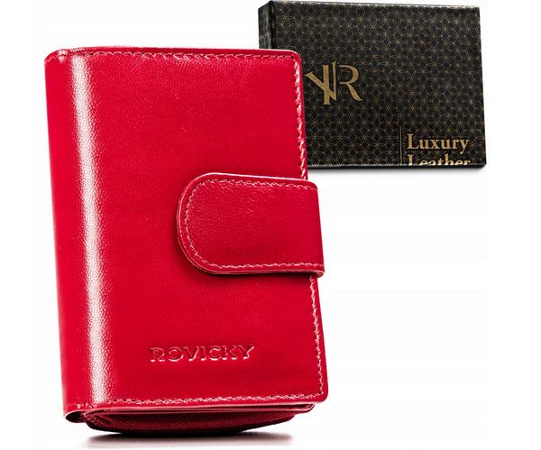 Portfel skórzany Rovicky R-RD-41-GCL malinowy. Różowe portfele ROVICKY, bez wzorów, ze skóry. Za 59.99 zł.