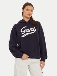 Gant Bluza 4200489 Granatowy Loose Fit. Niebieskie bluzy Gant, l, bez wzorów, z bawełny, bez kaptura. Za 319.99 zł.