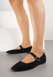 Czarne Balerinki Vices z Wkładką ze Skóry Naturalnej i Paskiem Nalisare. Czarne baleriny Renee, bez wzorów, ze skóry, biznesowe, bez obcasa, bez zapięcia. Za 29.99 zł.