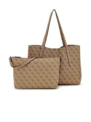 Guess Shopper bag w kolorze beżowym - 45 x 27 x 13 cm rozmiar: onesize. Brązowe shopper bag Guess, z aplikacjami, z materiału, na ramię, bez dodatków. Za 434.99 zł.
