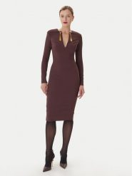 Elisabetta Franchi Sukienka koktajlowa AB-805-57E2-V460 Bordowy Slim Fit. Czerwone sukienki Elisabetta Franchi, bez wzorów, z syntetyku, wizytowe, bez kołnierzyka, bez ramiączek. Za 1,999.00 zł.