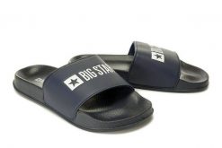 BIG STAR GG274A043 granat, klapki damskie. Niebieskie klapki BIG STAR, bez wzorów, retro, bez obcasa, bez zapięcia. Za 69.99 zł.