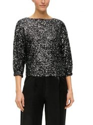 S.Oliver Bluzka w kolorze czarnym rozmiar: 38. Czarne bluzki S.Oliver, s, bez wzorów, bez kołnierzyka, bez ramiączek. Za 160.96 zł.