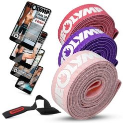 Zestaw taśm fitness z tkaniny – 3 poziomy oporu, taśmy treningowe z torbą. Czerwone torby sportowe NEOLYMP, bez wzorów, ze skóry. Za 186.99 zł.