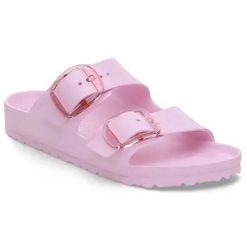 Klapki damskie Birkenstock Arizona. Czerwone klapki Birkenstock, bez wzorów, z materiału, klasyczne, bez obcasa, bez zapięcia. Za 426.00 zł.