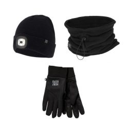 Zestaw termoaktywny unisex – Czapka/Komin/Rękawiczki. Czarne czapki zimowe HEAT KEEPER, na zimę, bez wzorów, z poliamidu, sportowe. Za 215.54 zł.