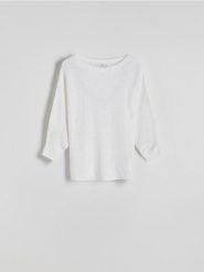 Sweter kimono - złamana biel. Swetry Reserved, l, bez wzorów, z dzianiny, bez ramiączek. Za 89.99 zł.