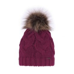 Czapka zimowa damska różowa z pomponem. Czerwone czapki zimowe Molly, bez wzorów, z materiału. Za 59.90 zł.